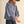 Denim Button Down Top w Ruffle Mock Neckline