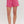 Striped Red & Pink Striped Elastic Waist Shorts w Scallop Hem