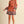 Mandarin Salmon Floral Border Print Belted Mini Dress