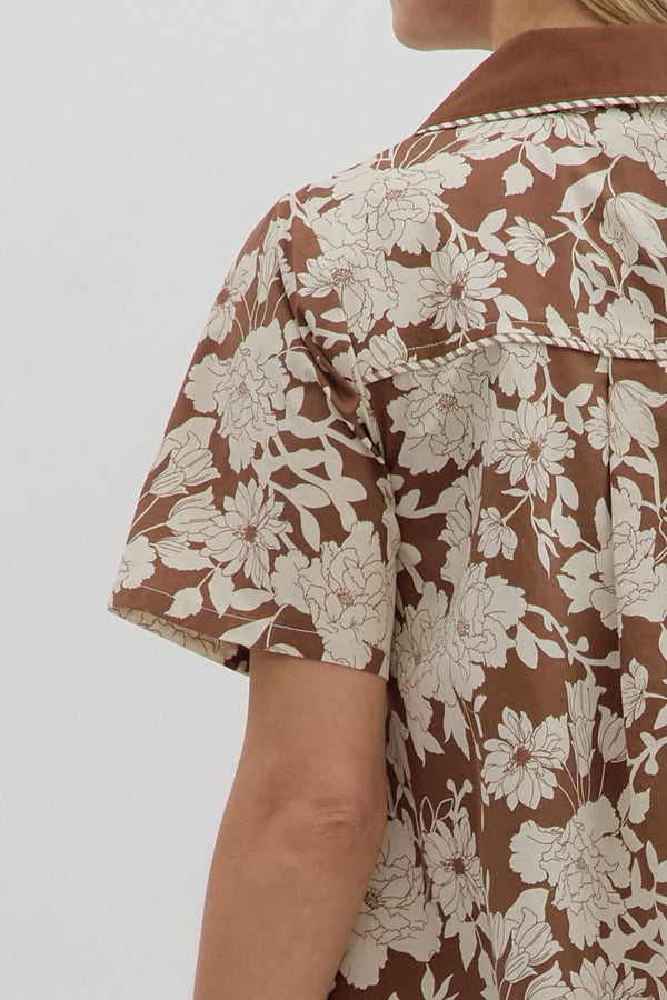 Brown Floral Mini Dress