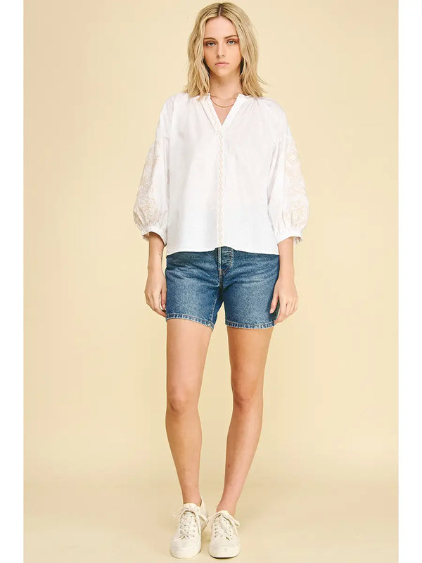 Floral Embroidered Blouse Top