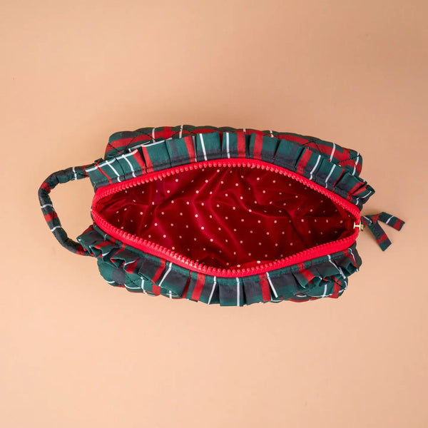 Essentials Quilted Cosmetic Pouch-Evergreen Plaid