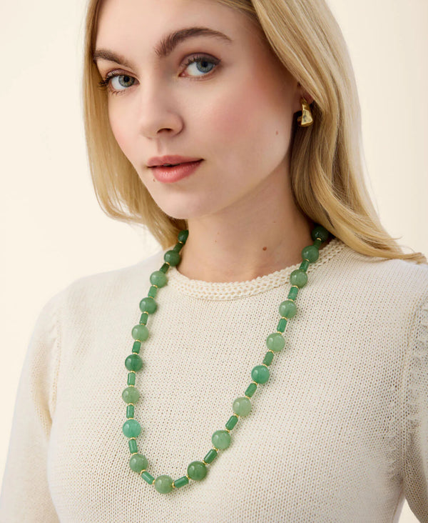 Castillo Beaded Necklace 24" Green Aventurine