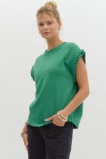 Kelly Green Braided Short Sleeve Top