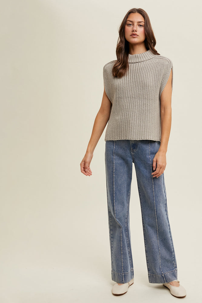 Stone Turtleneck Sweater Top