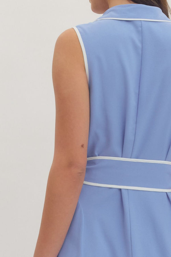Chambray Sleeveless Midi Dress w Removable Belt