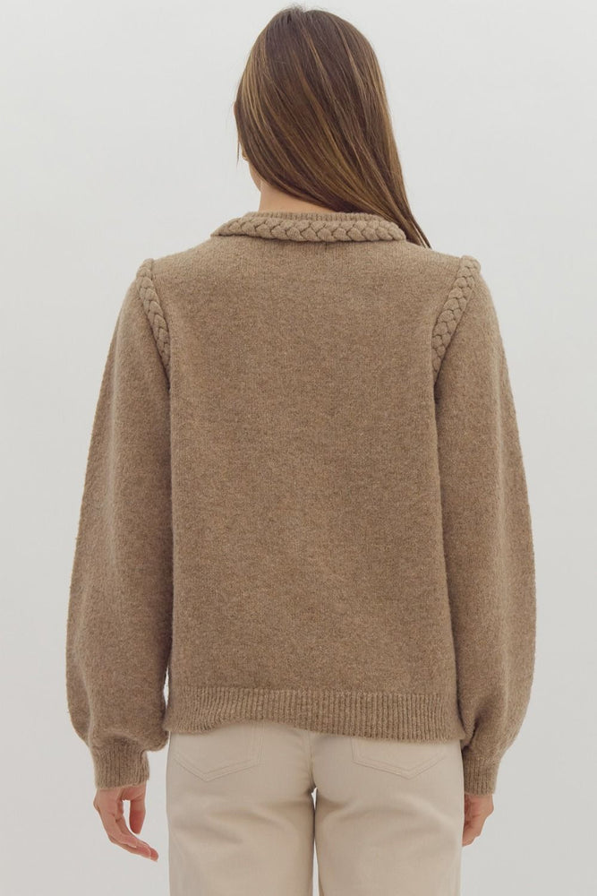 Round Neck Knit Sweater Mocha