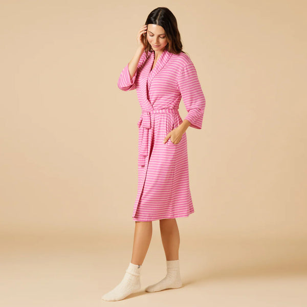 Dream Shawl Collar Robe - Fuchsia Stripe