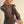 Cocoa Brown Embroidered Long Sleeve Top w Ruffle Mock Neckline