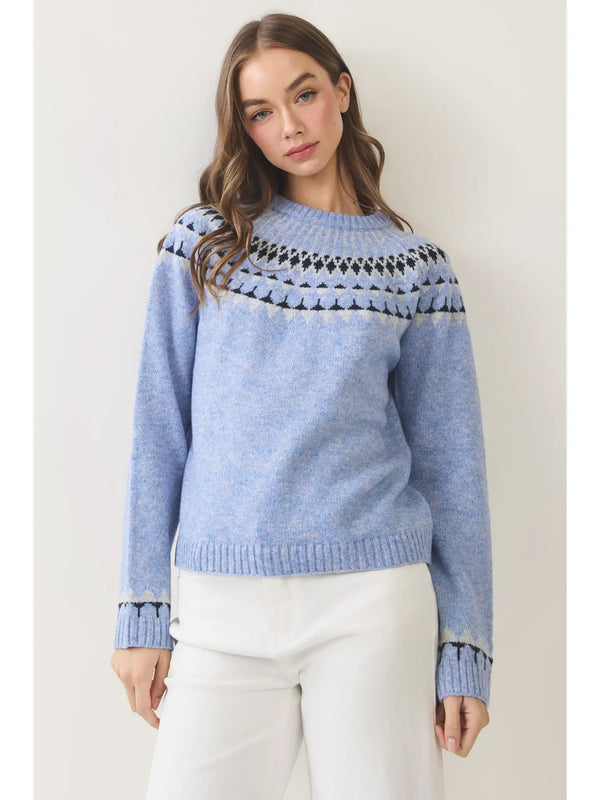 Northern Style Pattern Knit Sweater | Light Blue