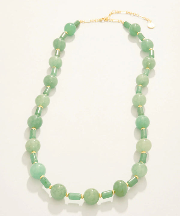 Castillo Beaded Necklace 24" Green Aventurine