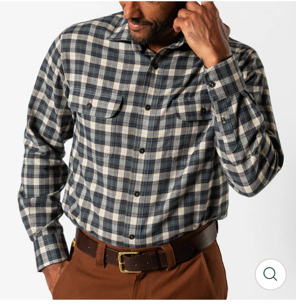Performance Flannel Sport Shirt - Graphite Blue