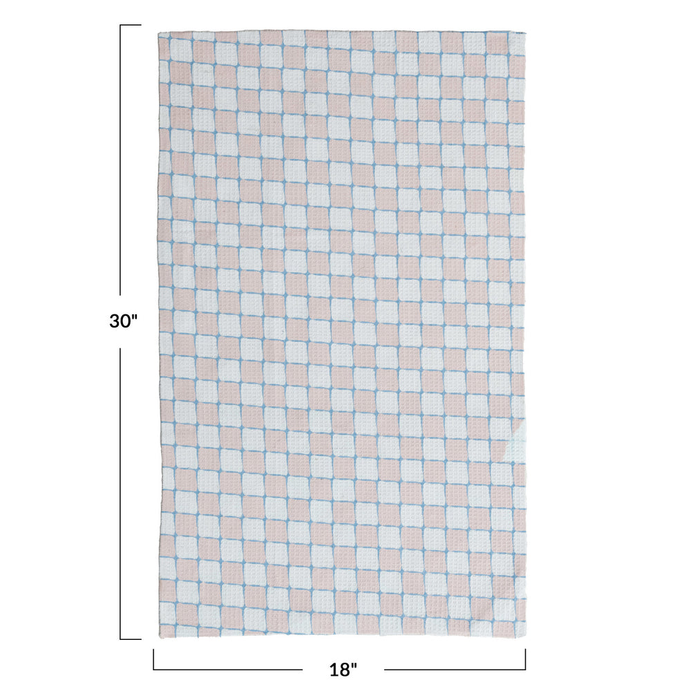 Printed Recycled Microfibre Tea Towel w/ Check Pattern