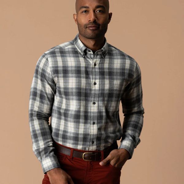 Cotton Flannel Sport Shirt - Charcoal Heather