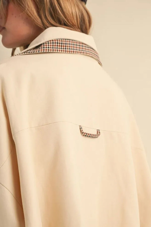 Oat Milk Bubble Hem Houndstooth Coat