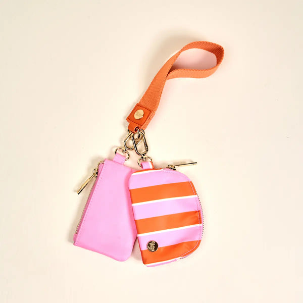 Dynamic Duo Pouch Wristlet–Sicily Stripes Pink