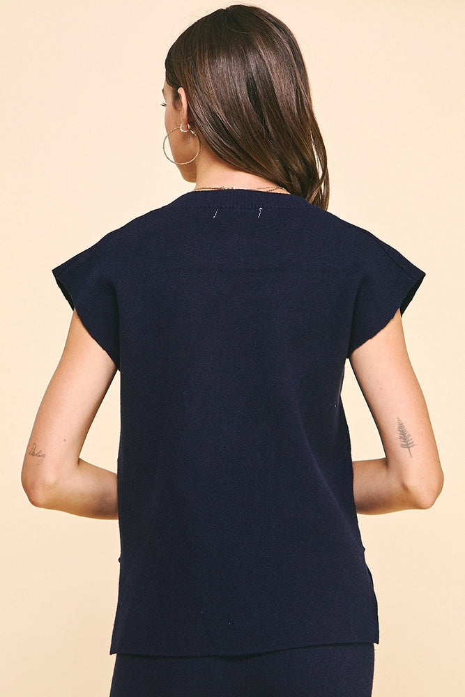 V-Neck Sweater Vest - Navy