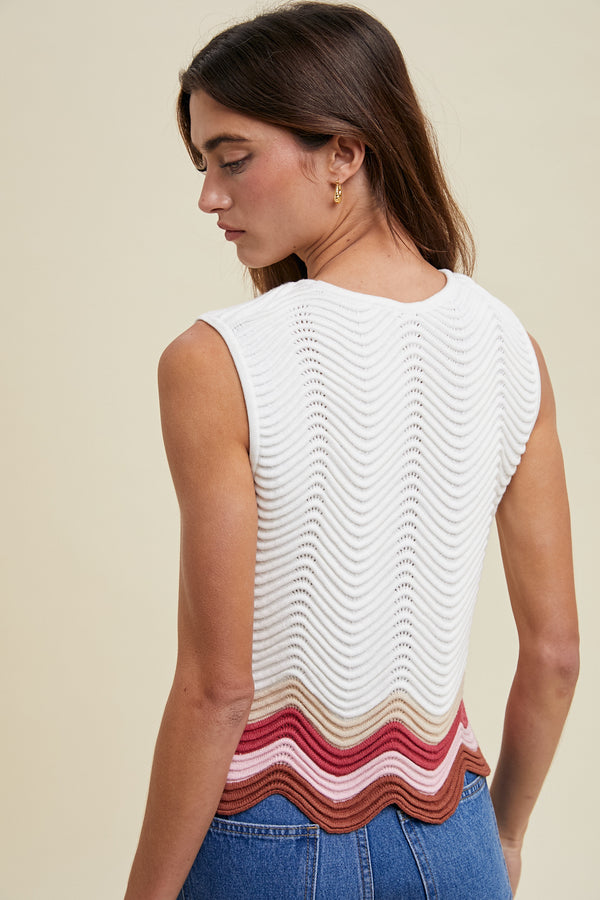 WAVY COLORBLOCK SWEATER TANK