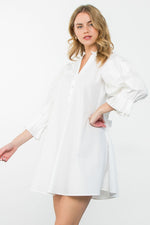Popling Pleated Detail Dress - White