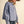 Denim Button Down Top w Ruffle Mock Neckline