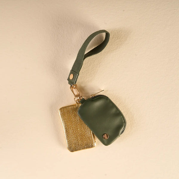 Dynamic Duo Pouch Luxe Wristlet-Evergreen Gold