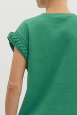 Kelly Green Braided Short Sleeve Top