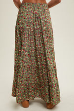 Green Floral Maxi Skirt