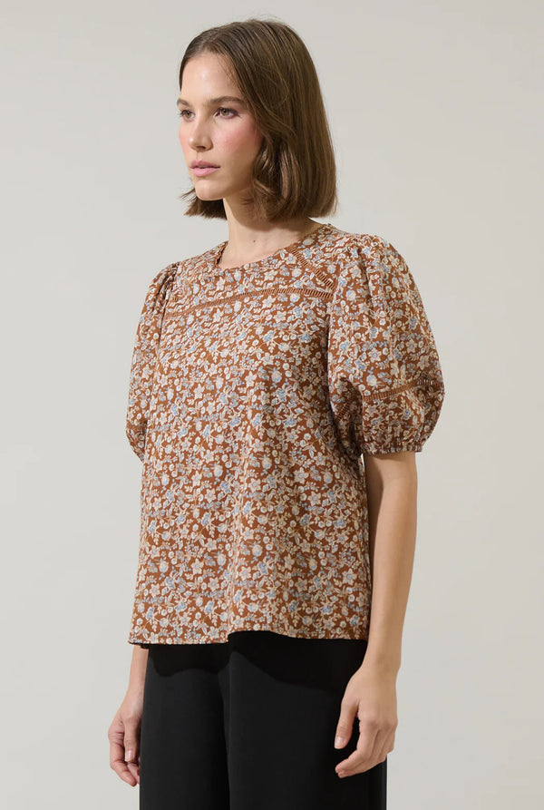 Ramsey Ditsy Mawlin Puff Sleeve Blouse