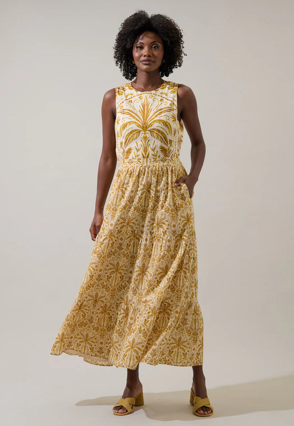 Calina Tropical Jivie Tiered Maxi Dress