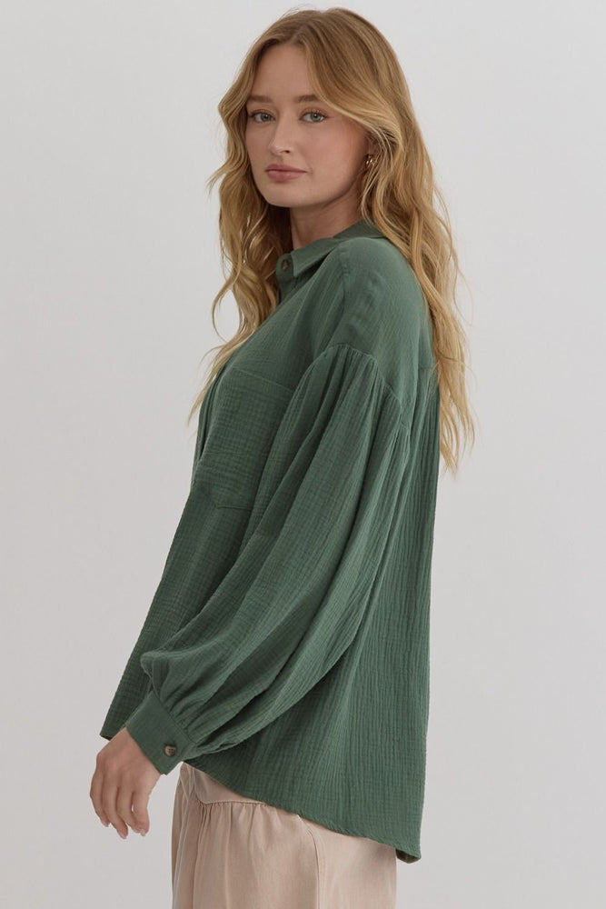 Forest Green Oversized Dolman Sleeve Top