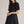 Solid Black Puff Sleeve Mini Dress w Round Neck