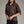 Brown Short Sleeve Top w Split V-Neck & Contrast Stitch detail