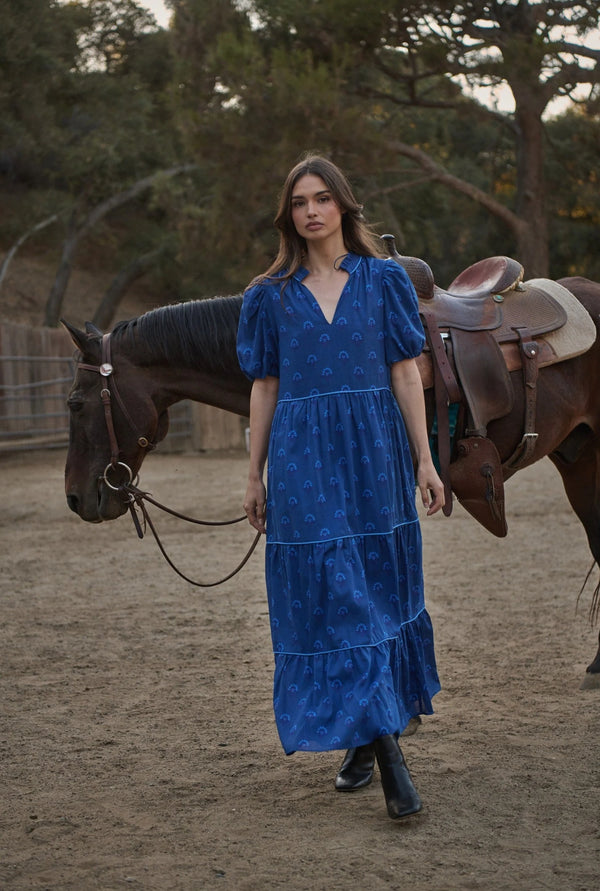 Briza Medallion Renley Tiered Maxi Dress