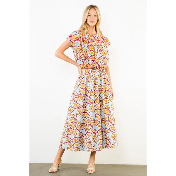 Blue Pattern Long Skirt