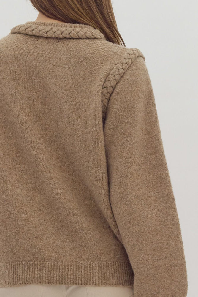 Round Neck Knit Sweater Mocha