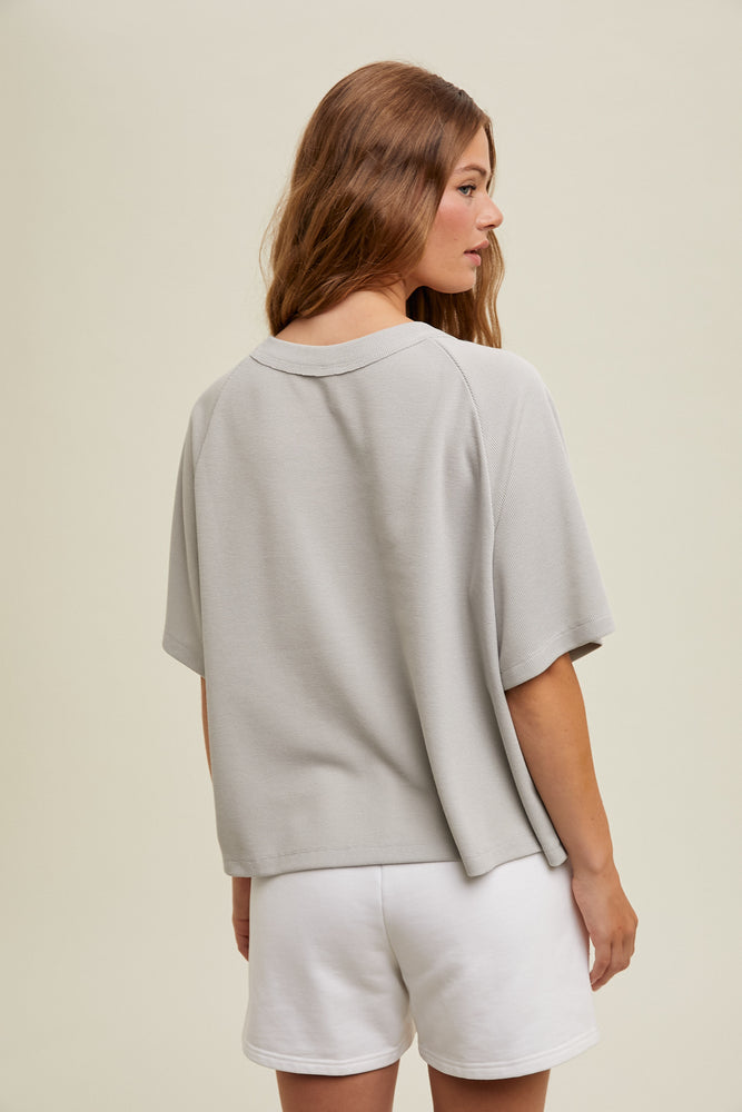 Boxy Waffle Knit Light Grey