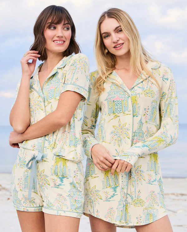 Short Sleeve Pajama Top Flagler Teal