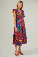 Rainbow Tropics Poplin Midi Dress