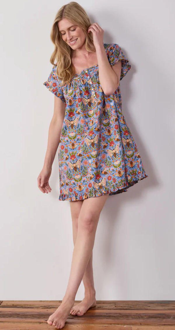 Pintuck Nightgown in Bee Tapestry