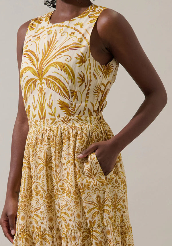 Calina Tropical Jivie Tiered Maxi Dress