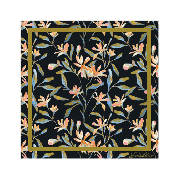 Black + Chartreuse Botanical Scarf