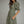 Olive Floral Print Puff Sleeve Midi Dress w Front Zipper Closure