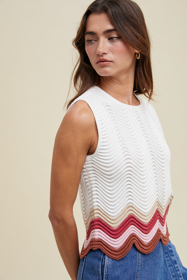 WAVY COLORBLOCK SWEATER TANK