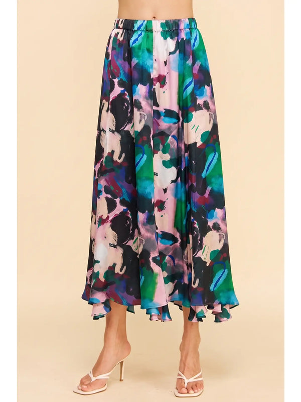 Multicolor Abstract Print Skirt