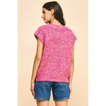 Multi Color Yarn Sweater Vest - Hot Pink