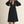 Black Long Sleeves Midi Dress w Color Contrast & Front Zip Up