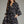 Lined Black & Purple Floral Print ¾ Balloon Sleeve Mini Dress