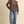 Cocoa Brown Embroidered Long Sleeve Top w Ruffle Mock Neckline