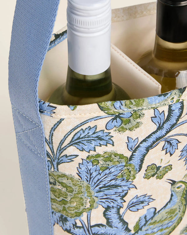 Double Wine Caddy Japonica Bird Green