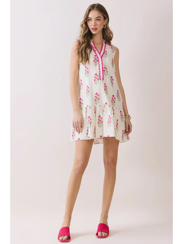 Floral Print Sleeveless Tiered Babydoll Dress